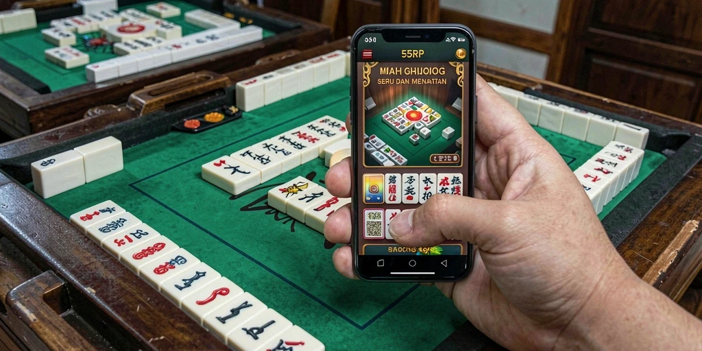 Tampilan menarik dari gameplay 55RP dengan elemen Mahjong.