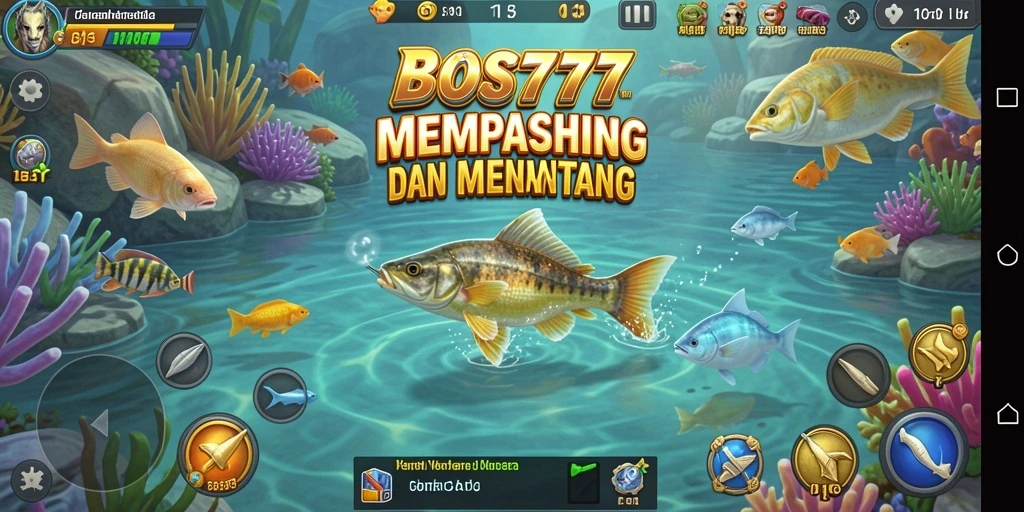 Screenshot gameplay BOS777 menampilkan momen menangkap ikan besar.
