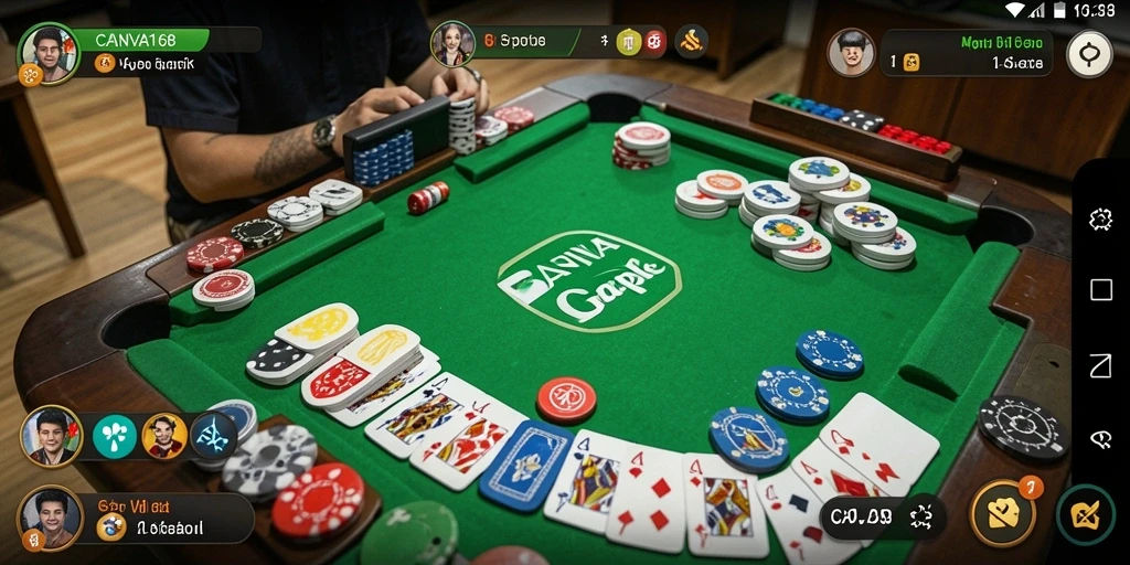 Tampilan gameplay seru dari CANVA168 dengan kartu Gaple.