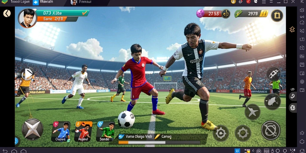 Screenshot D73 menunjukkan gameplay olahraga yang dinamis dan mendebarkan.