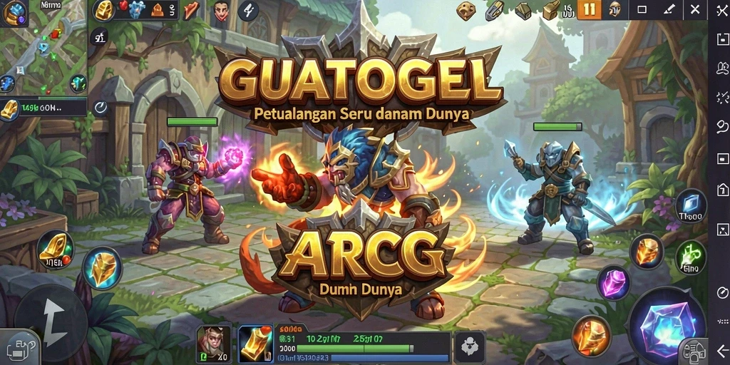 Tangkapan layar utama menunjukkan aksi seru dalam GUATOGEL.