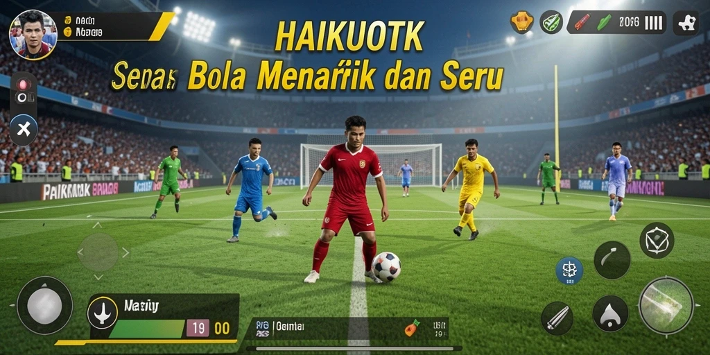 Tampilan gameplay HAIKUOTK yang menegangkan di lapangan sepak bola.