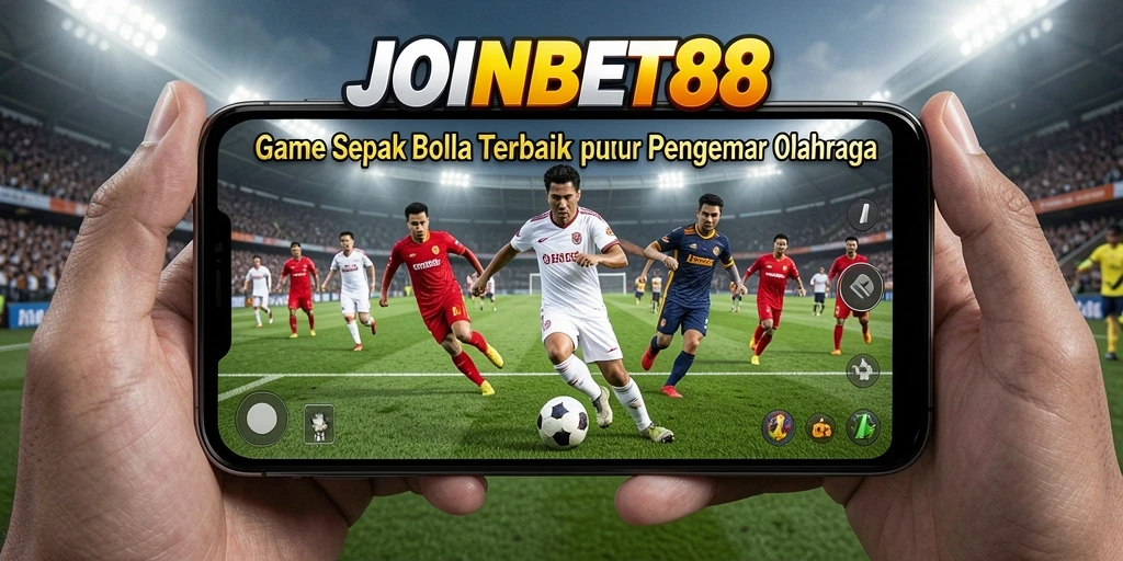 Gameplay mendebarkan dalam <strong>JOINBET88</strong> menunjukkan aksi pertandingan sepak bola.