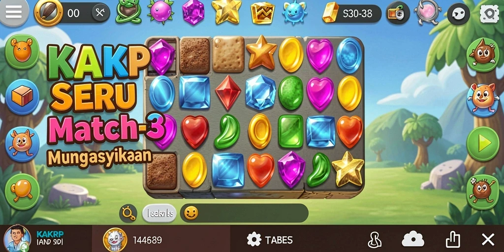 Tampilan permainan KAKRP yang berwarna-warni dan adiktif.