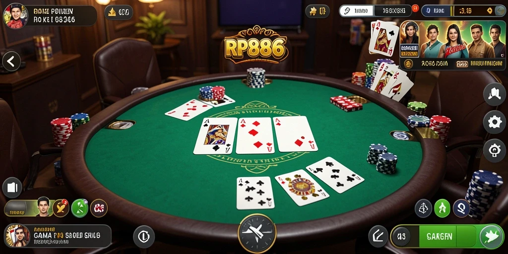 Tampilan gameplay Poker yang seru dan menantang di RP886.