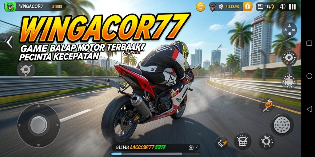 Tampilan gameplay WINGACOR77 dengan adrenalin balap motor.